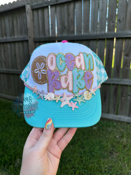 Ocean Babe *Completed Hat* - Texas Transfers and Designs
