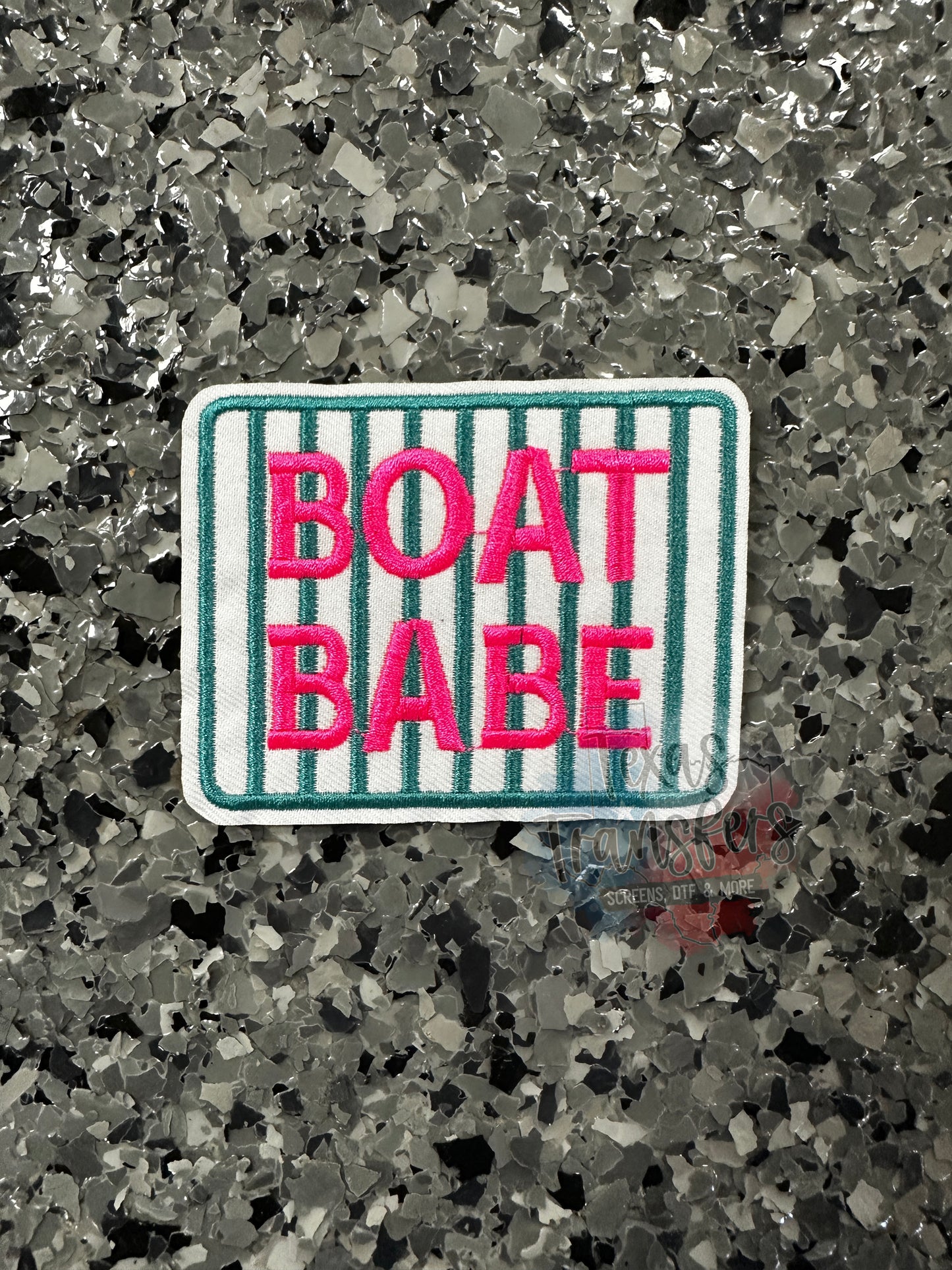 "Boat Babe" Striped Iron-On Patch