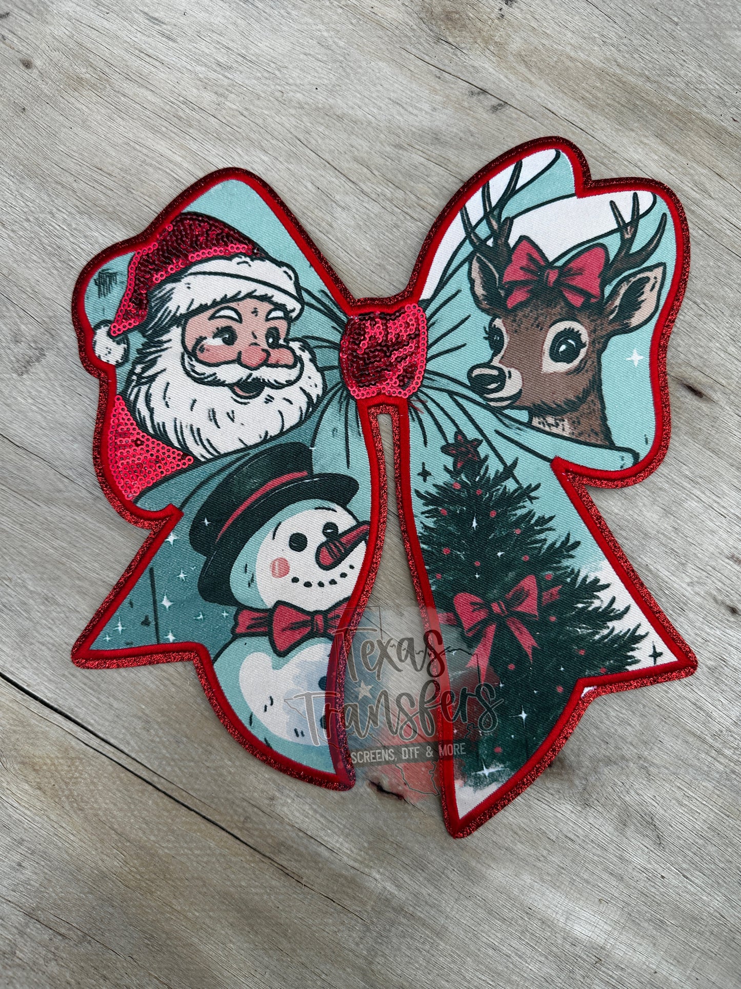 Christmas Santa Bow XL Iron-On PATCH