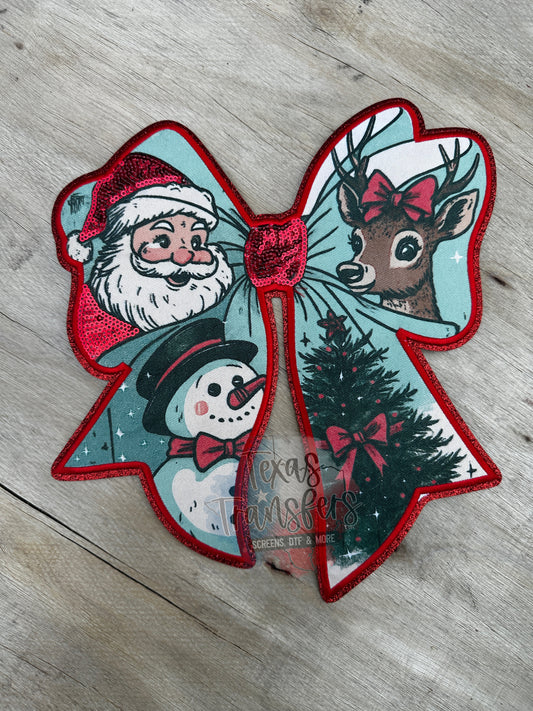 Christmas Santa Bow XL Iron-On PATCH