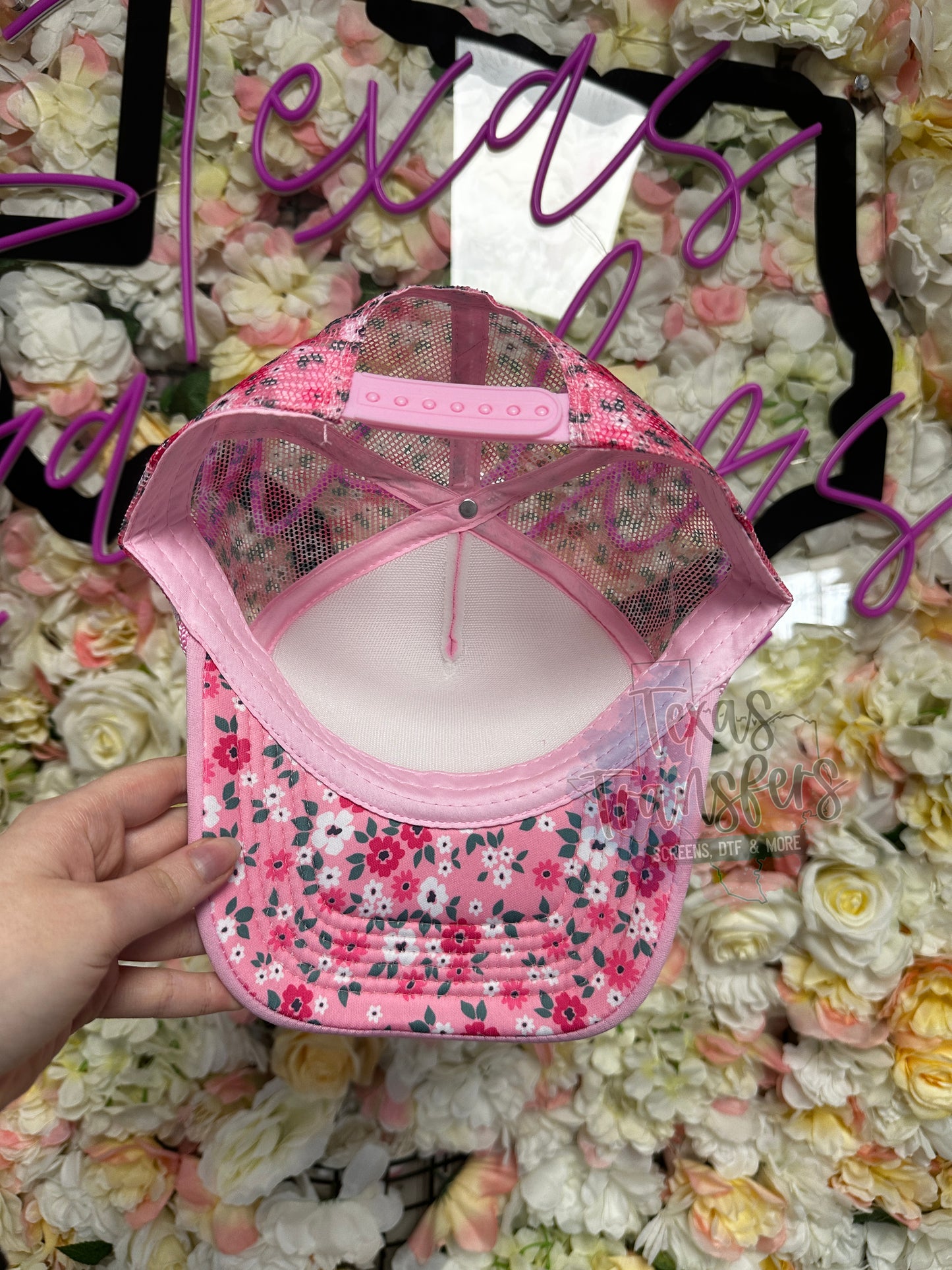 Light Pink/Mini Floral Trucker Hat