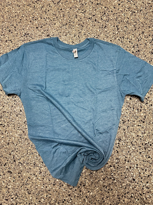 Heather Steel Blue Blank T-Shirt