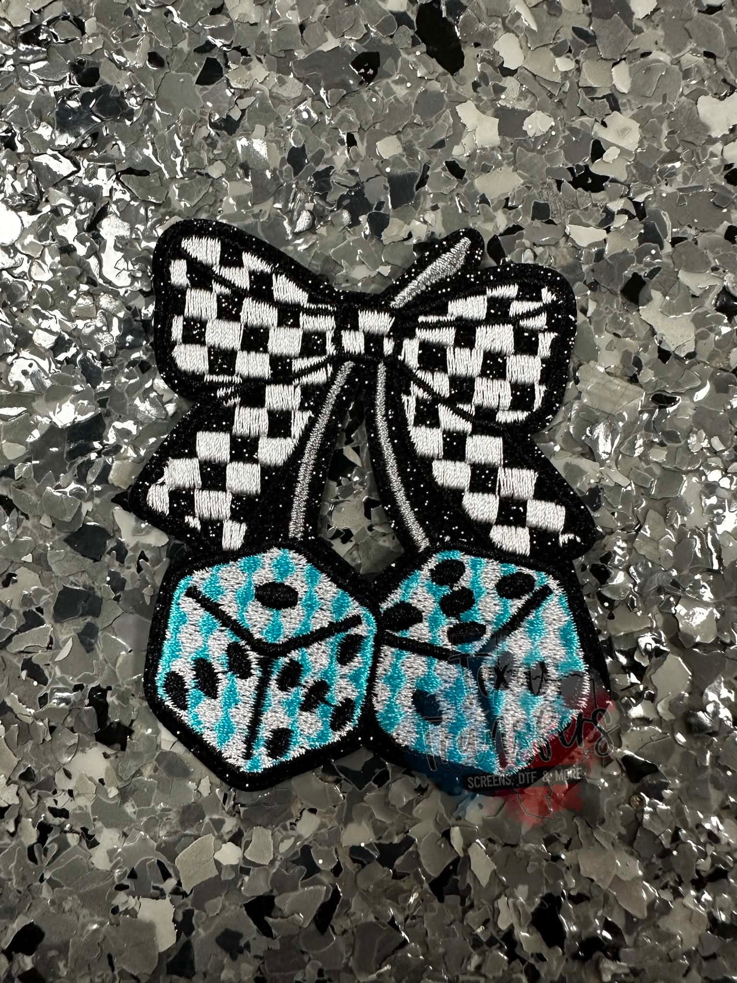 Checkered Dice Cherries Iron-On Patch