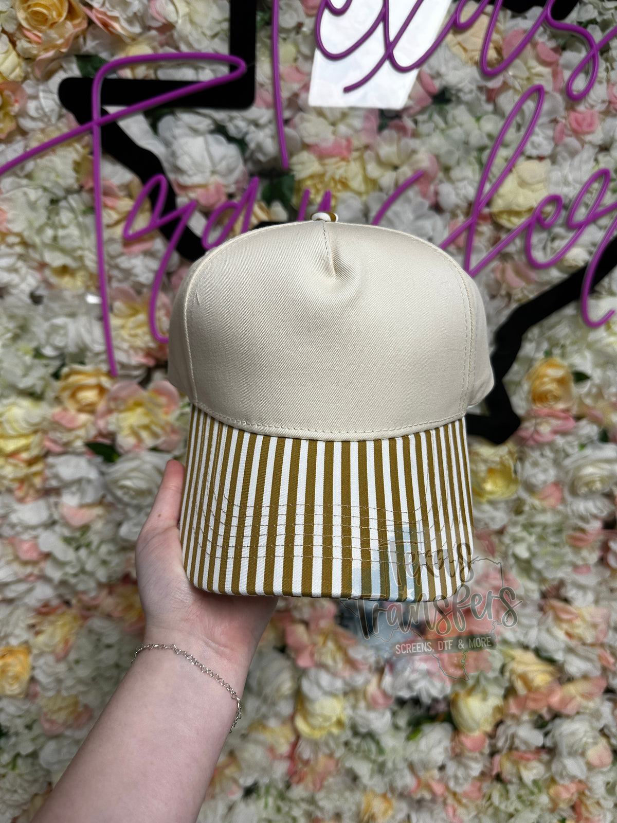 Canvas Hat with Mini-Striped Brim (Multiple Options)