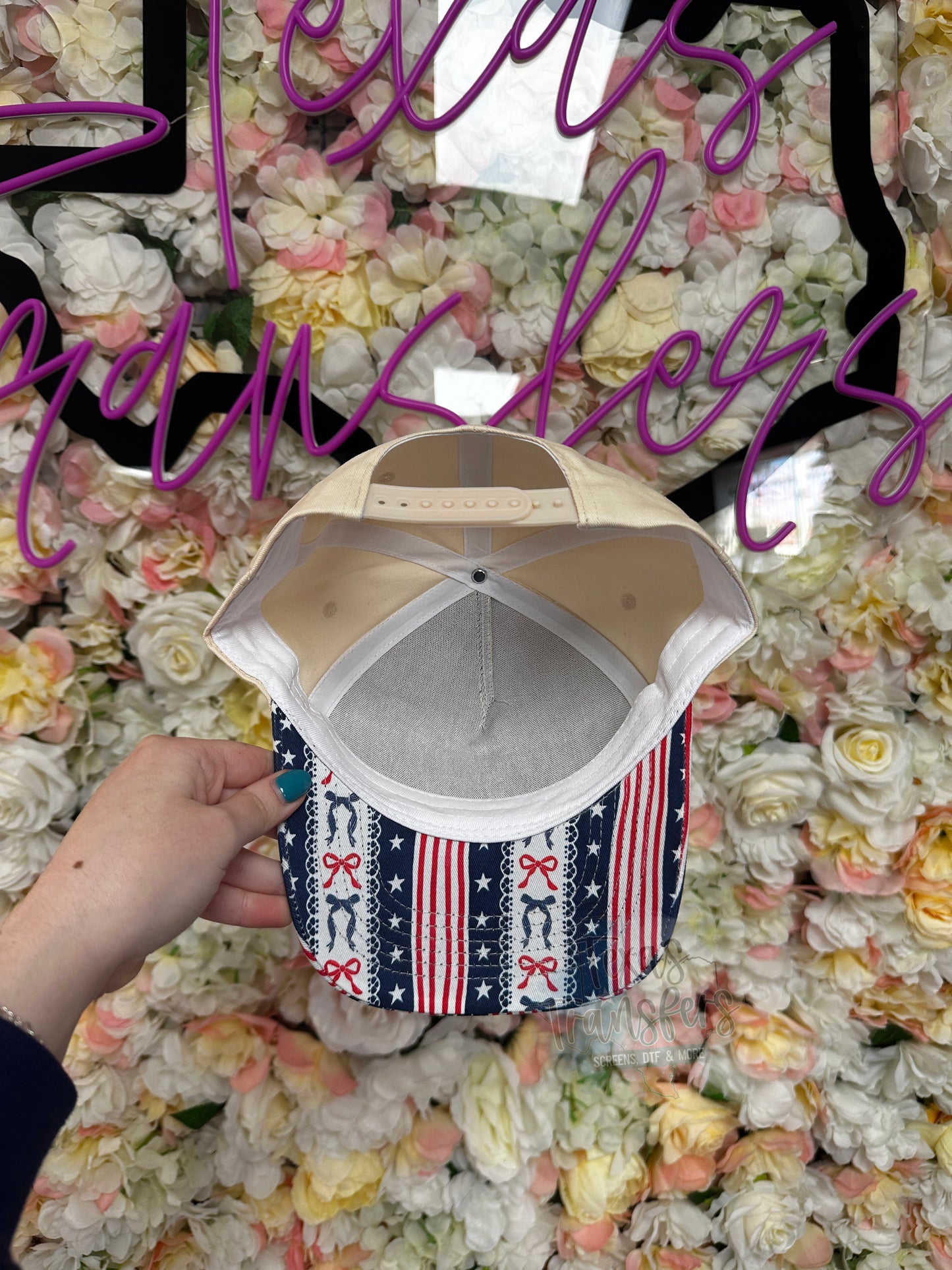 Patriotic Bow Brim Canvas Blank Hat