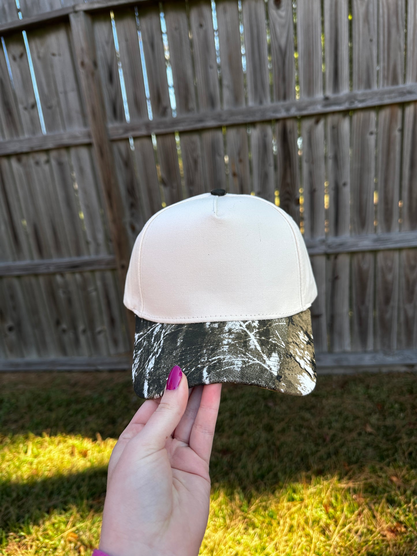 Leaf Camo Brim Canvas Blank Hat (SNAP CLOSURE)