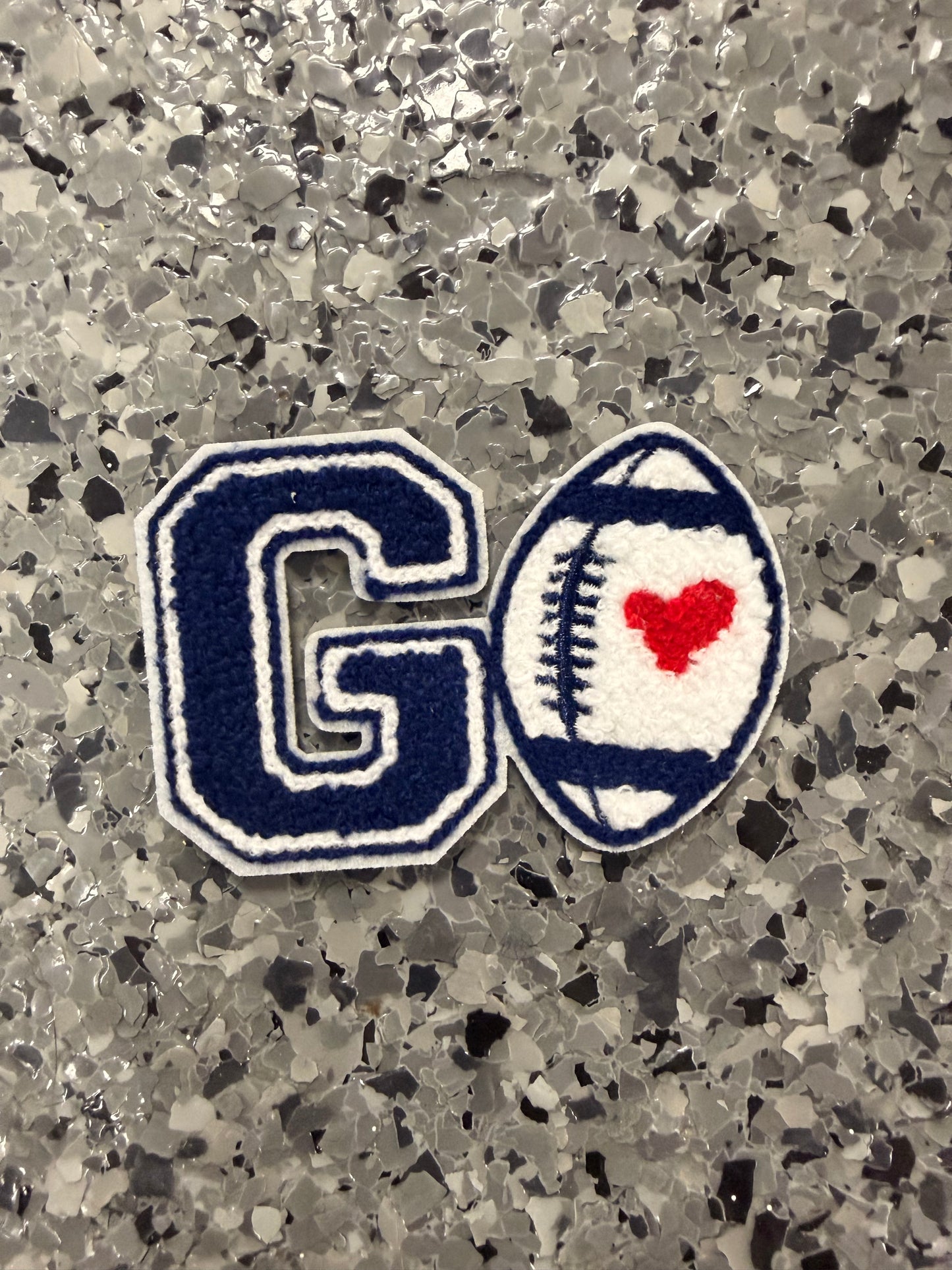 “GO” Chenille Football Iron-On Patch