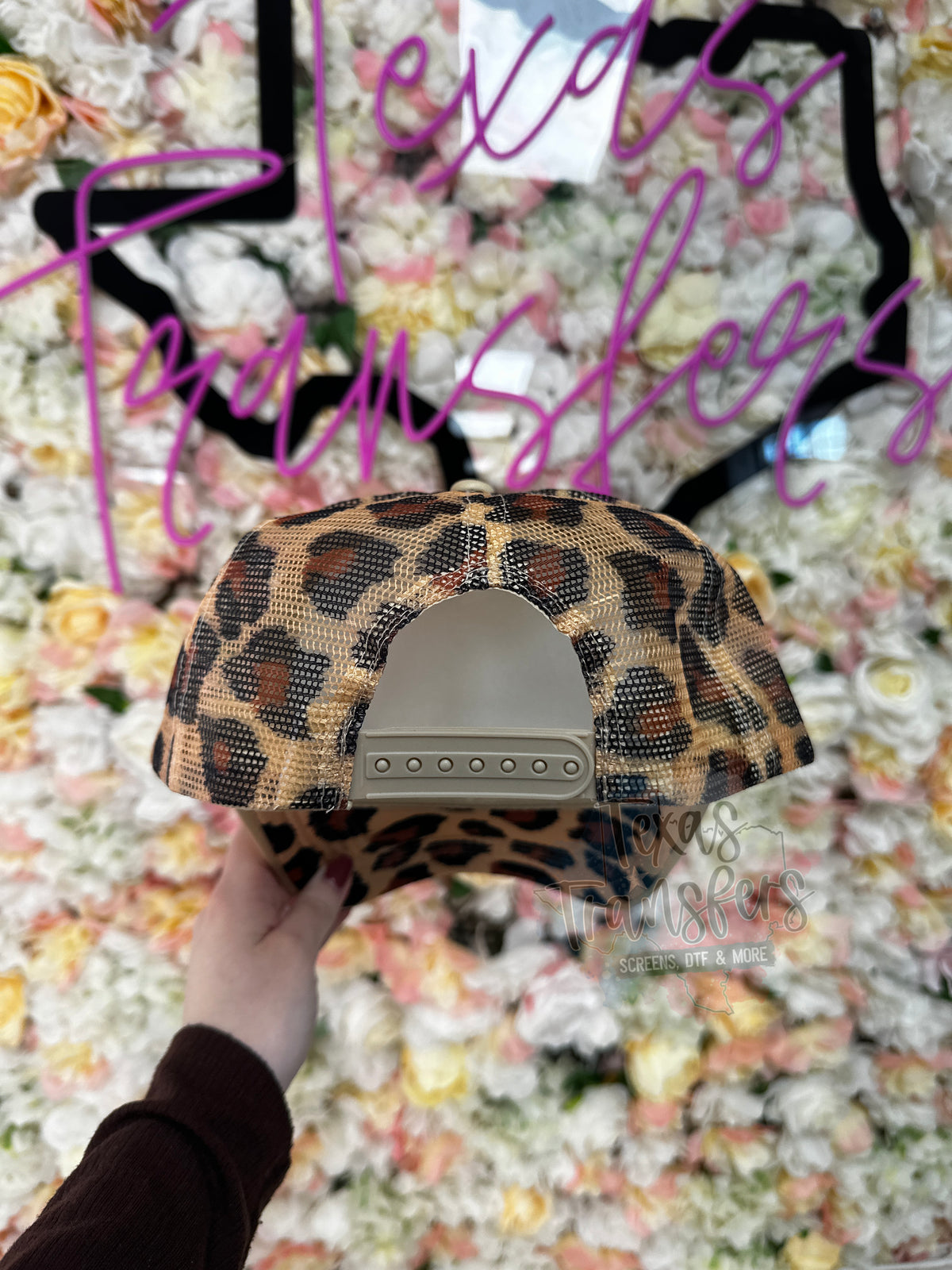 Tan/Brown Leopard Mesh Trucker Hat with Leopard Brim