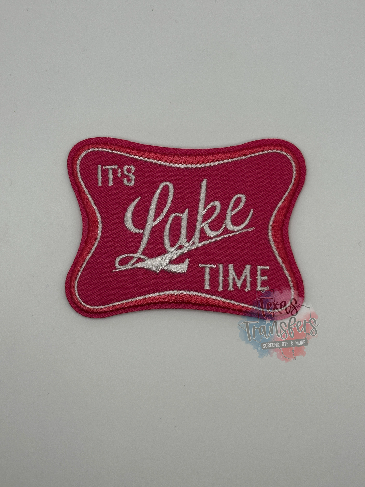 It's Lake Time PINK Iron-On PATCH *DISCONTINUED* - Texas Transfers and Designs
