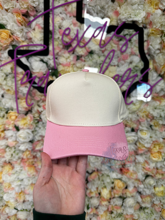 Pink Canvas Brim Blank Hat (Multiple Options) - Texas Transfers and Designs