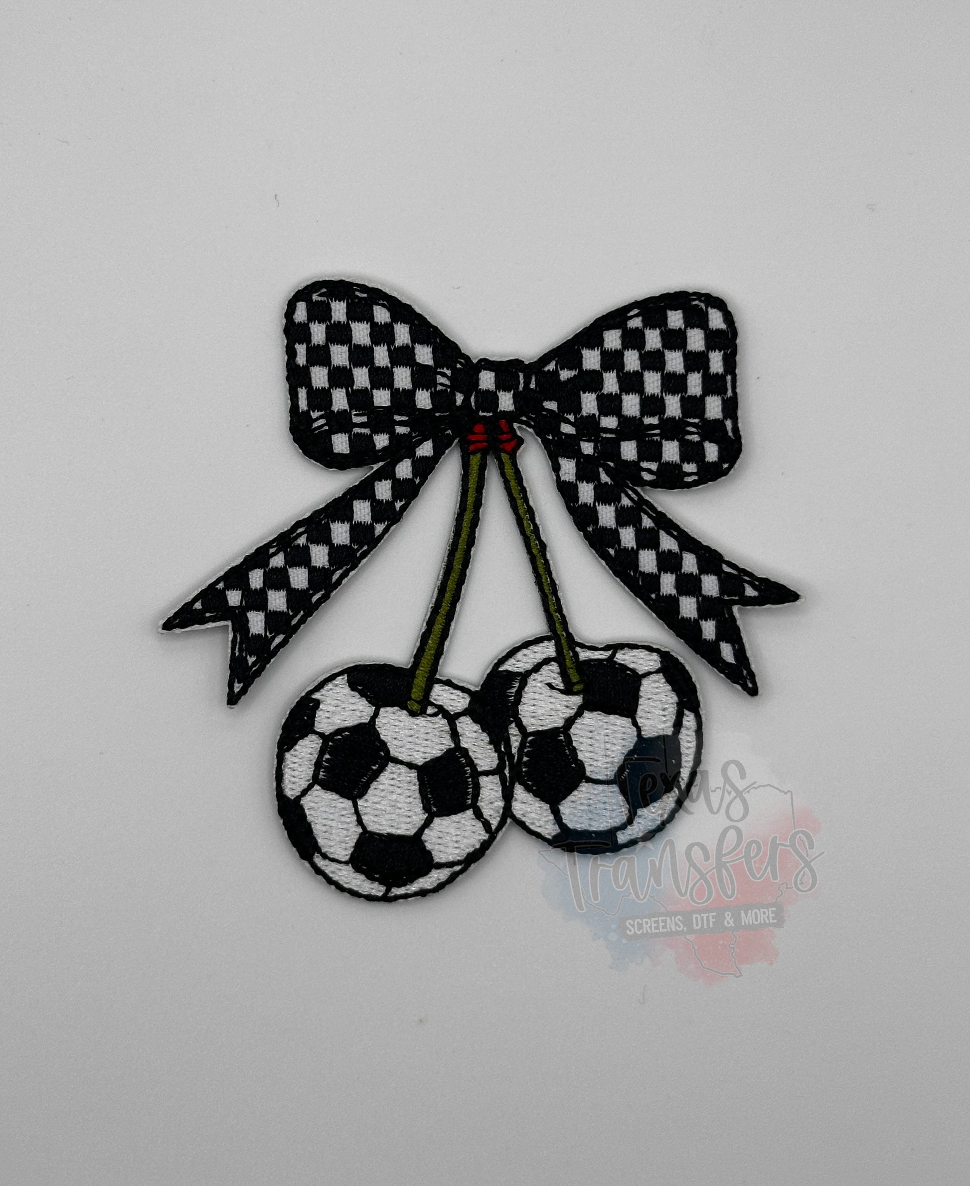 Soccer Cherries Iron-On Patch - Texas Transfers and Designs