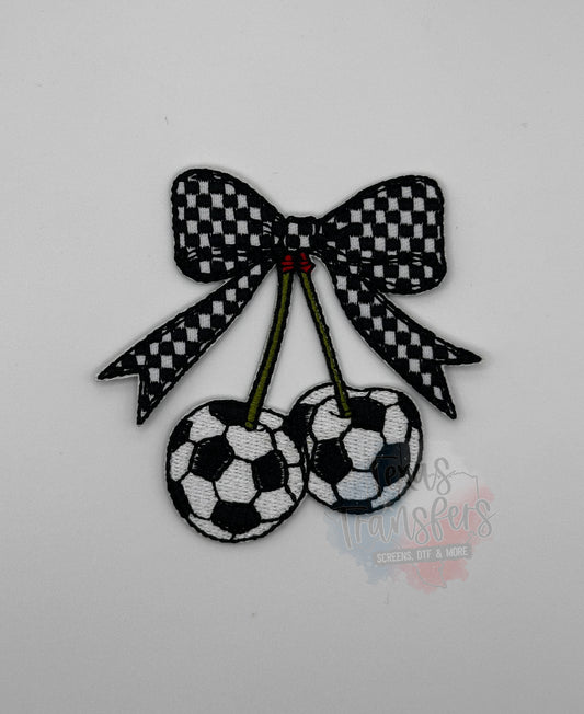 Soccer Cherries Iron-On Patch - Texas Transfers and Designs