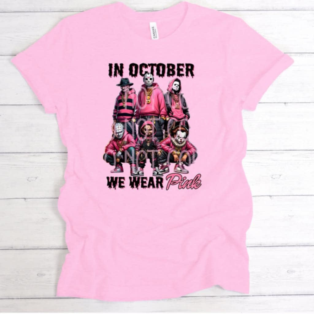 In October We Wear Pink (scary movies) DTF - Texas Transfers and Designs