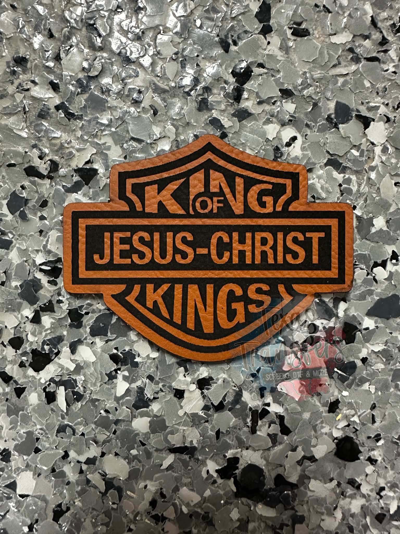 King of Kings Leatherette Iron-On Patch - Texas Transfers and Designs
