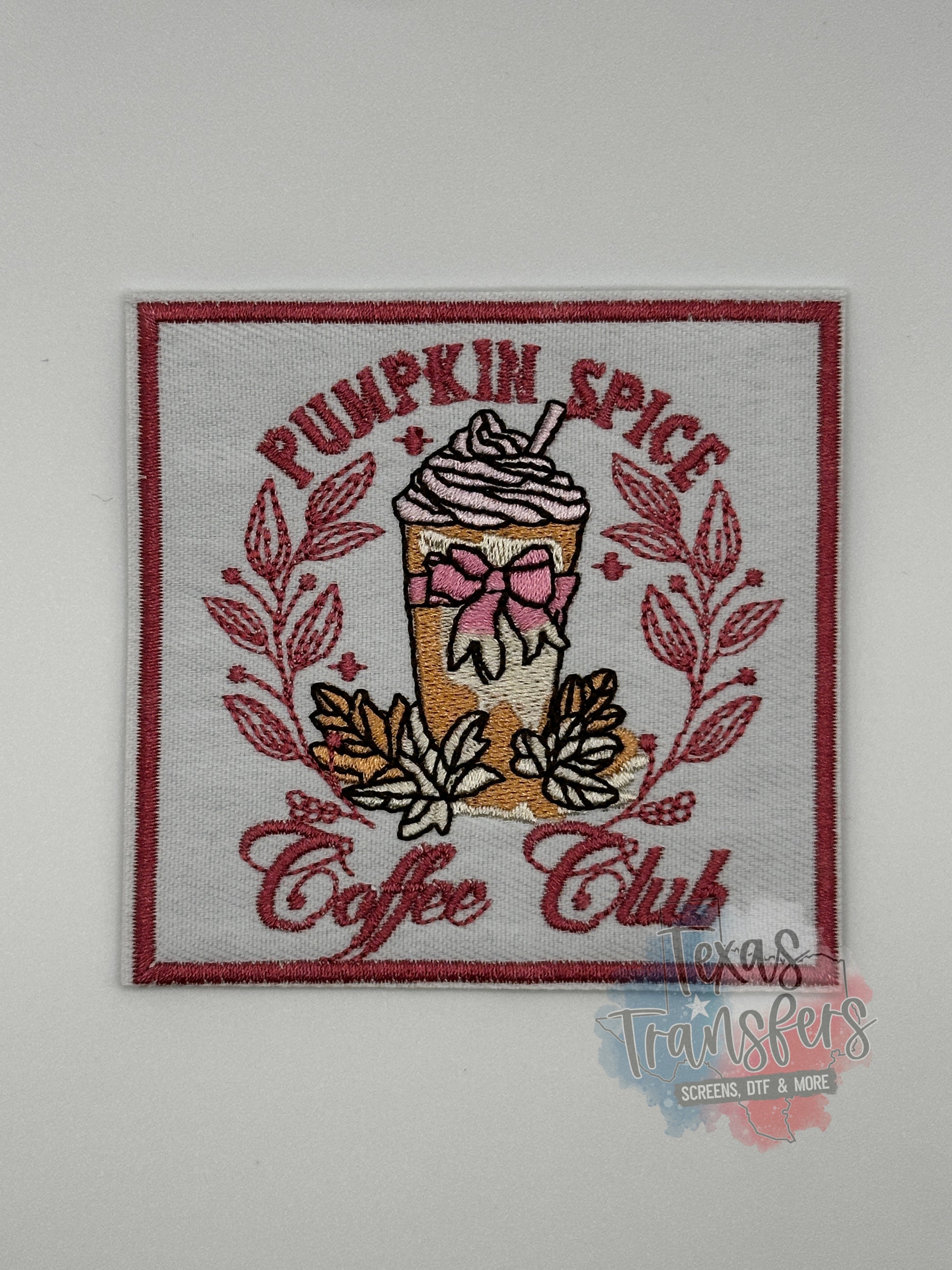 Pumpkin Spice Coffee Club Iron-On PATCH - Texas Transfers and Designs