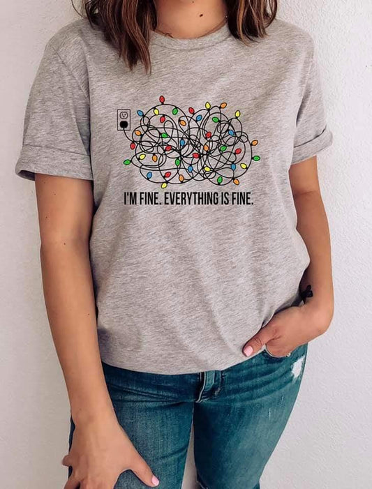 I'm Fine. Everything's Fine (Christmas Lights) DTF - Texas Transfers and Designs