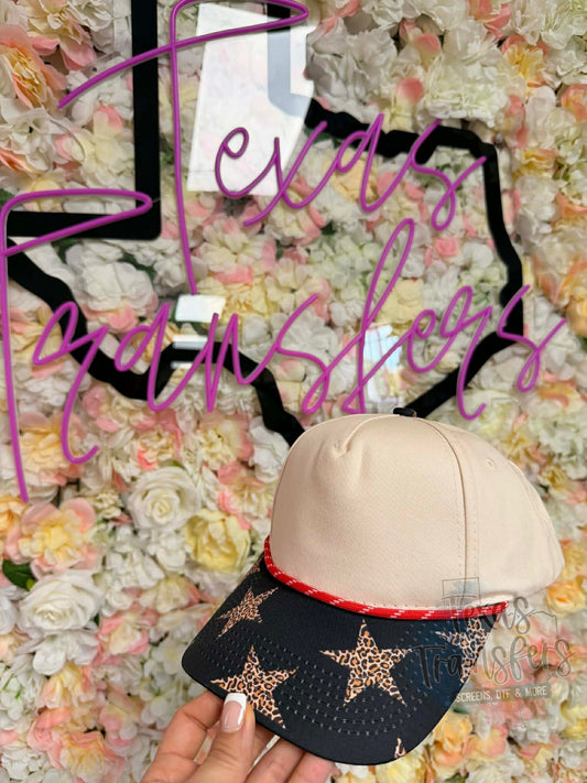 Leopard Star Canvas Hat - Texas Transfers and Designs
