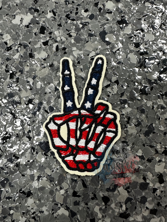 Patriotic Skeleton Peace Iron-On Patch