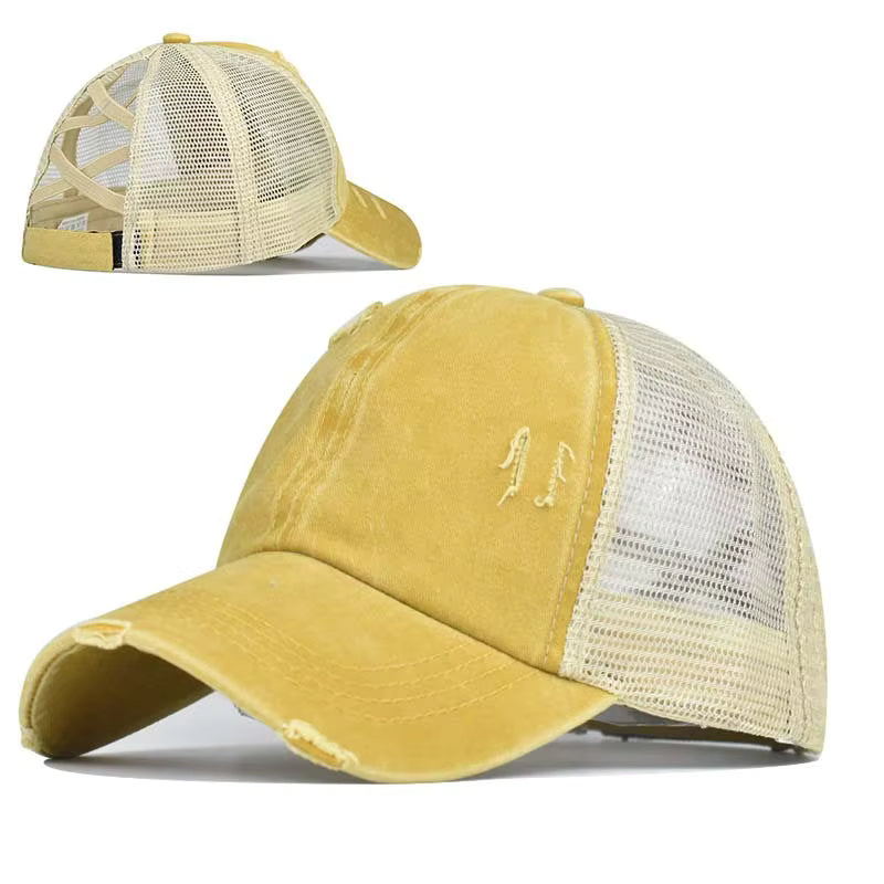 Criss Cross Blank Ponytail Hat - Texas Transfers and Designs
