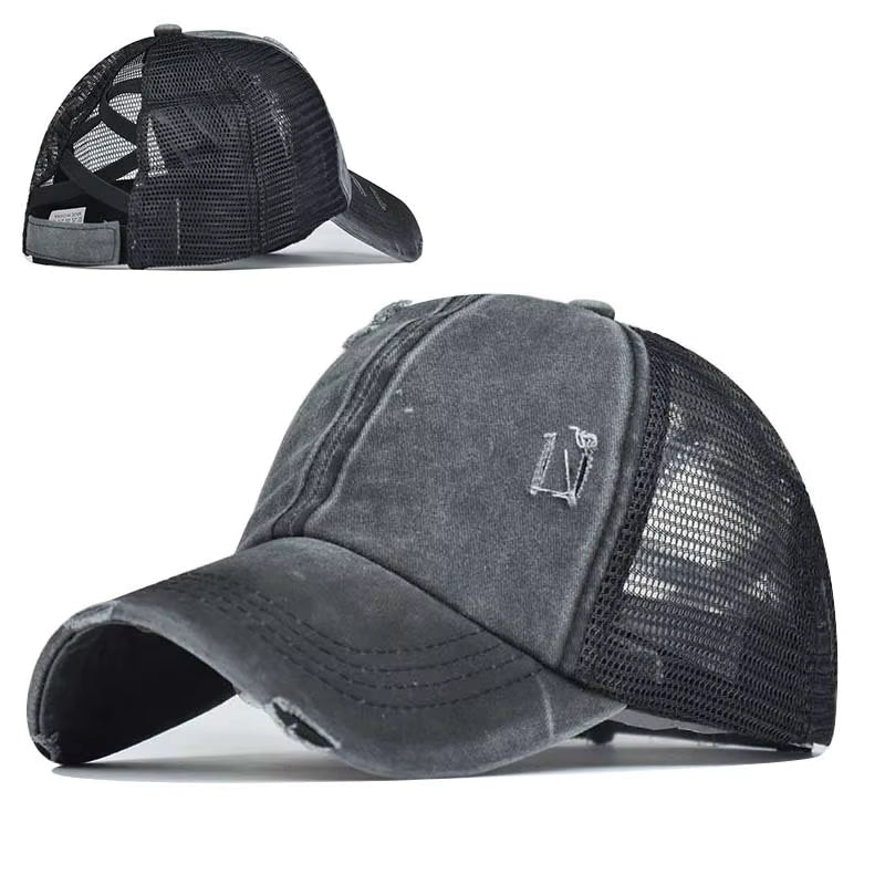 Criss Cross Blank Ponytail Hat - Texas Transfers and Designs