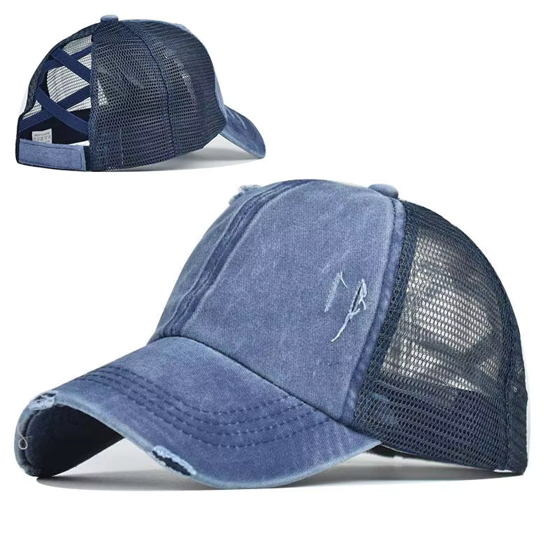 Criss Cross Blank Ponytail Hat - Texas Transfers and Designs