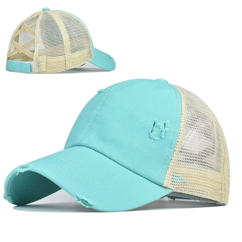 Criss Cross Blank Ponytail Hat - Texas Transfers and Designs