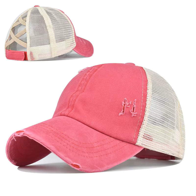 Criss Cross Blank Ponytail Hat - Texas Transfers and Designs