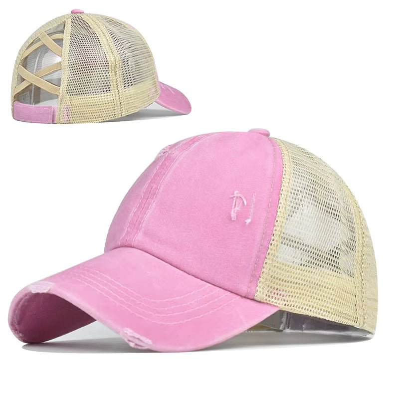 Criss Cross Blank Ponytail Hat - Texas Transfers and Designs