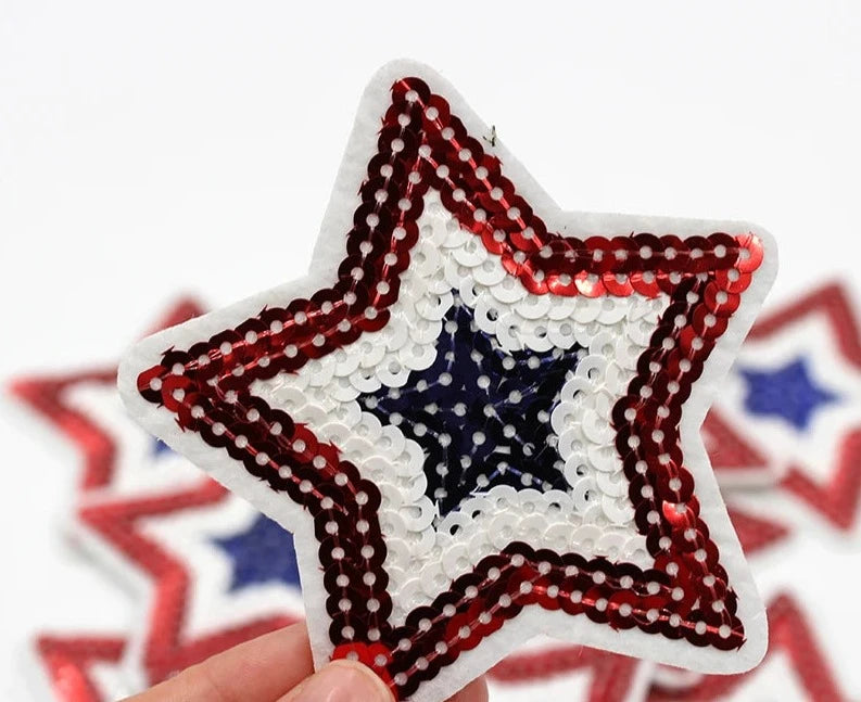 Sequin Star Iron-On PATCH - Texas Transfers and Designs