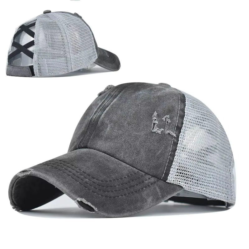 Criss Cross Blank Ponytail Hat - Texas Transfers and Designs