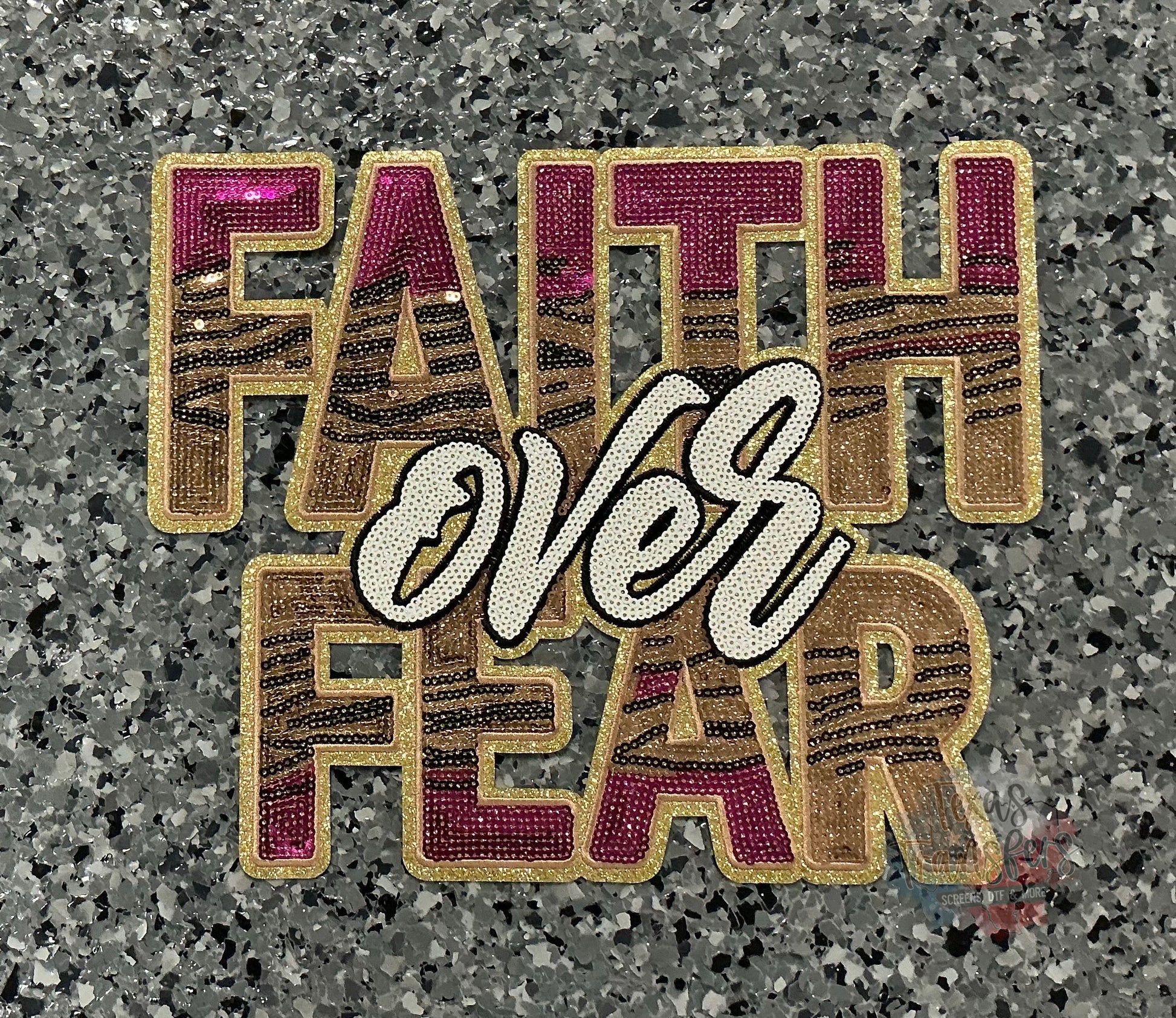 Faith Over Faith Sequin XL Iron-On Patch - Texas Transfers and Designs