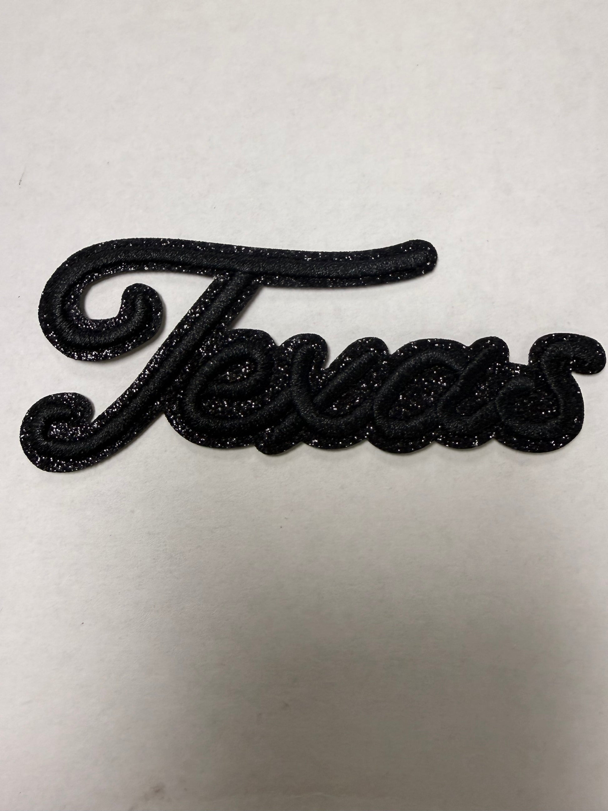 Texas Cursive Glitter Iron-On Patch (Multiple Options) - Texas Transfers and Designs