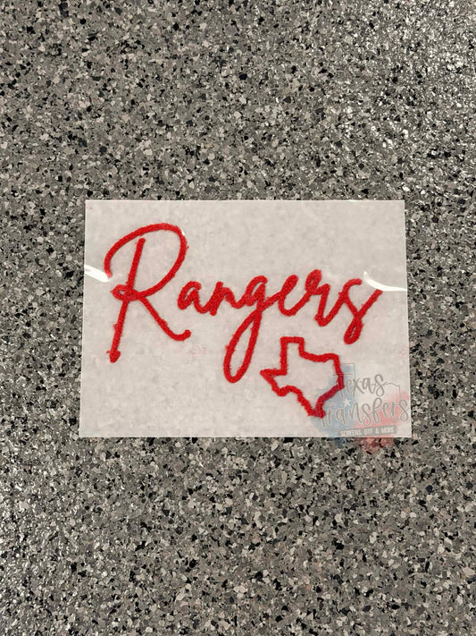 Rangers Texas Red Fluffy Fuzzy XL Iron-On Patch - Texas Transfers and Designs