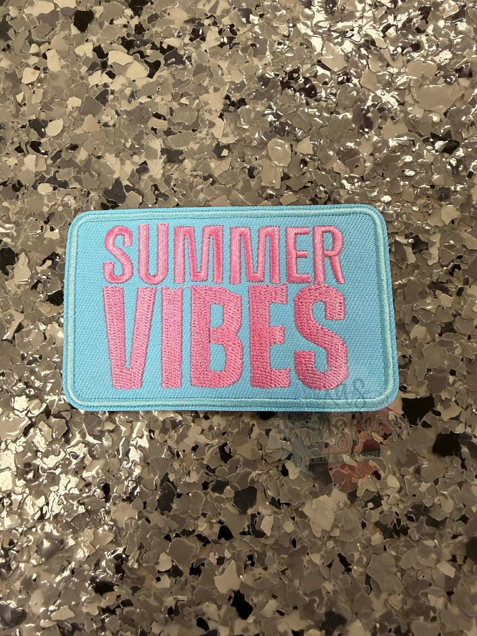 Summer Vibes Pink/Baby Blue Iron-On Patch - Texas Transfers and Designs