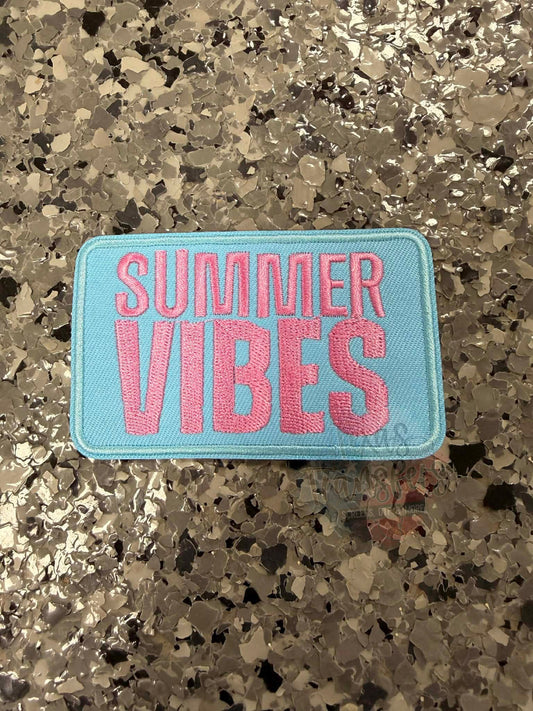 Summer Vibes Pink/Baby Blue Iron-On Patch - Texas Transfers and Designs