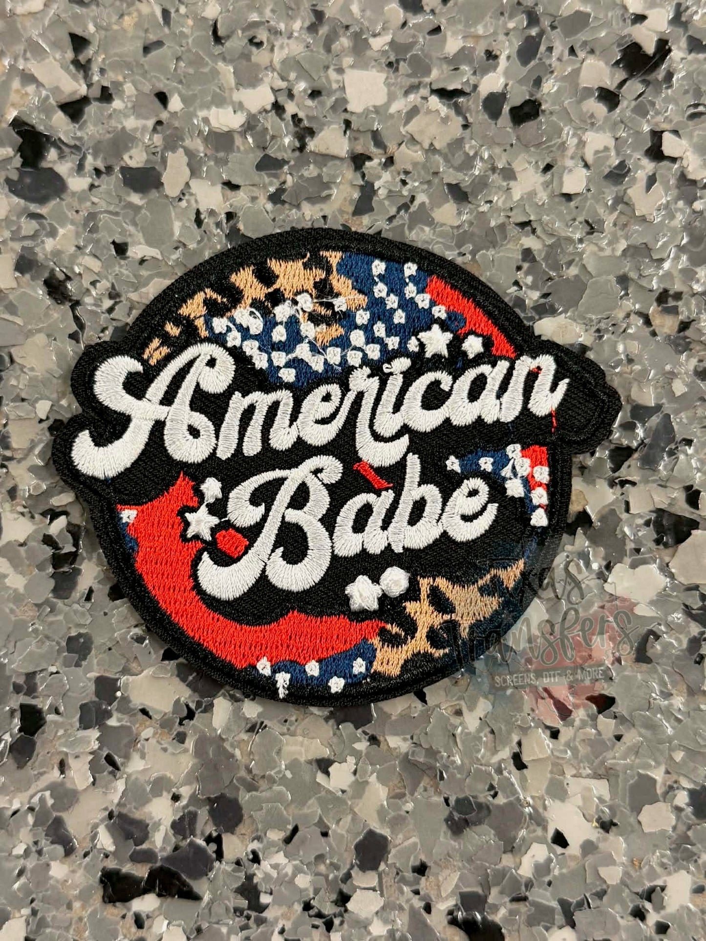American Babe Round Iron-On Patch - Texas Transfers and Designs