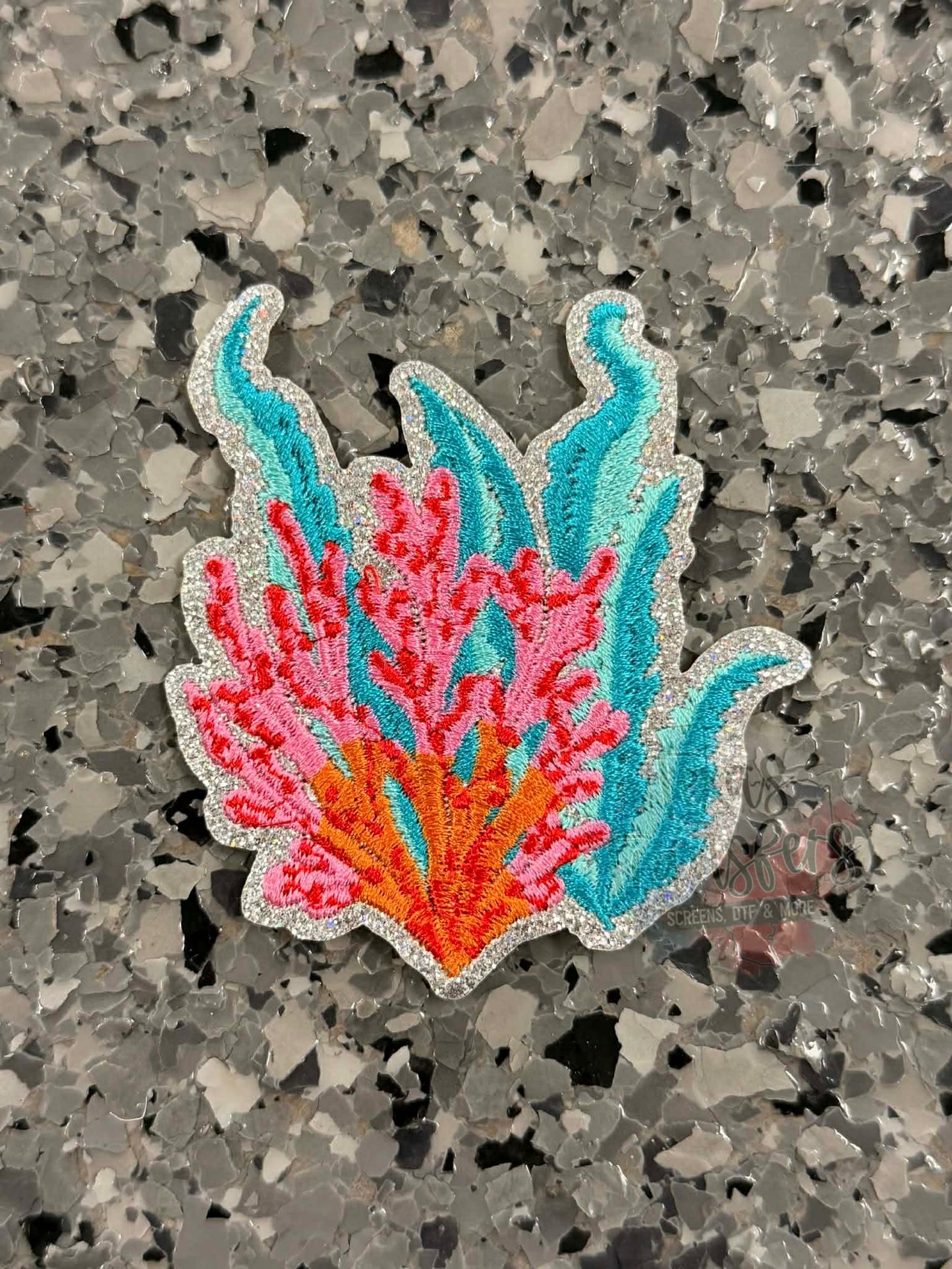 Coral Reef Glitter Iron-On Patch - Texas Transfers and Designs