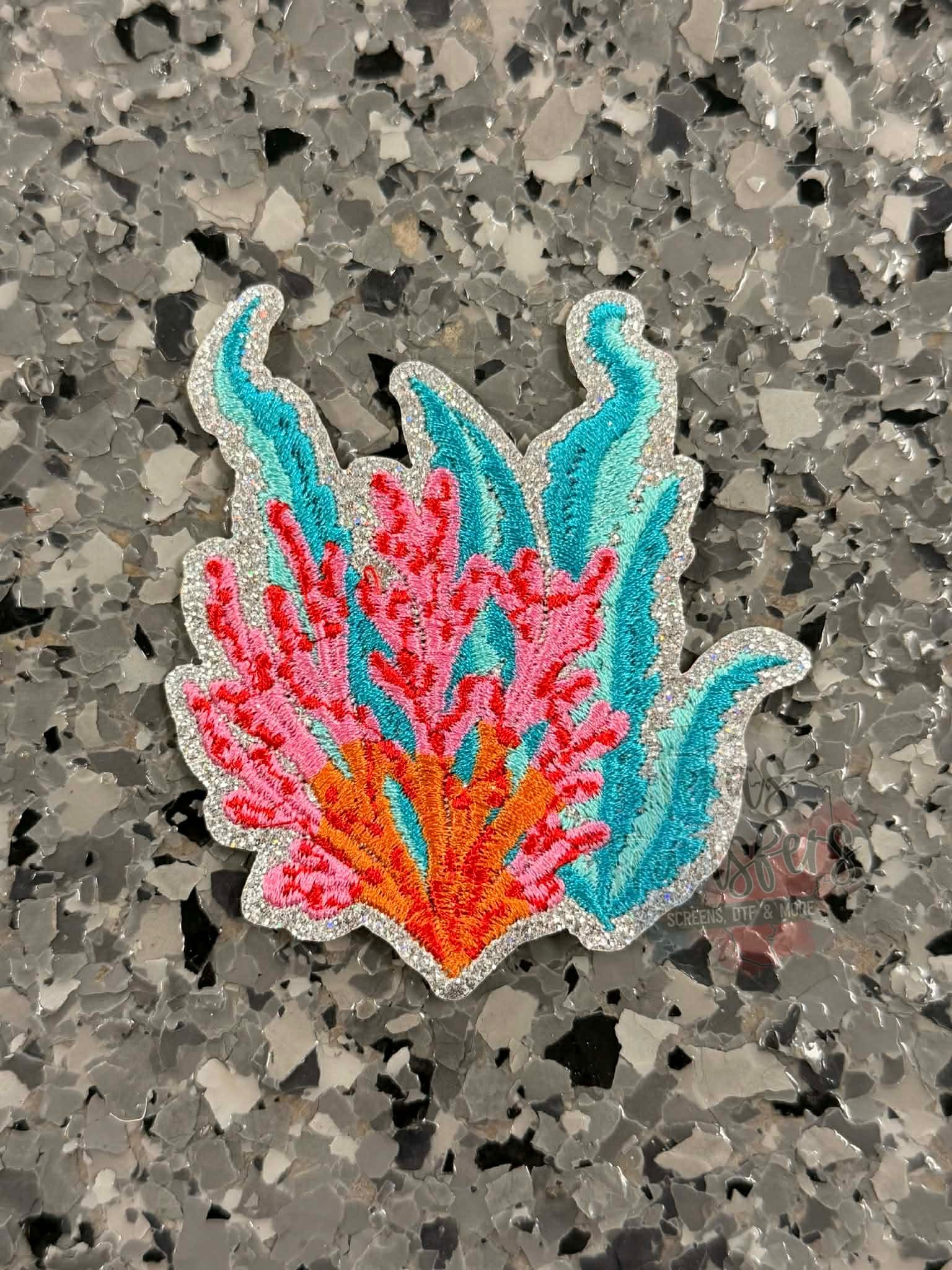 Coral Reef Glitter Iron-On Patch - Texas Transfers and Designs