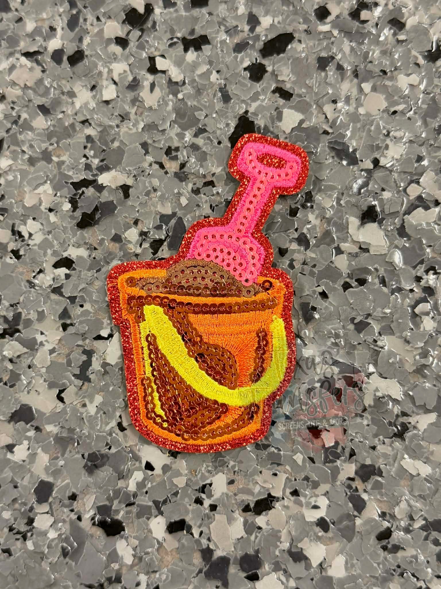 Glitter Pail and Shovel Iron-On Patch - Texas Transfers and Designs