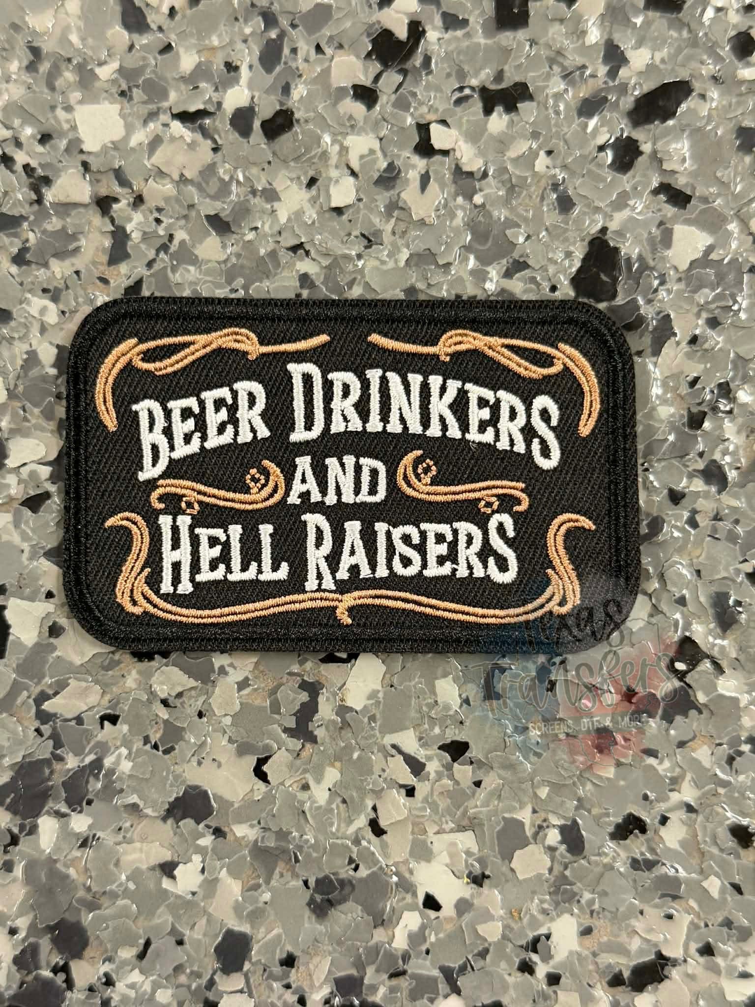 Beer Drinkers and Hell Raisers Iron-On Patch - Texas Transfers and Designs