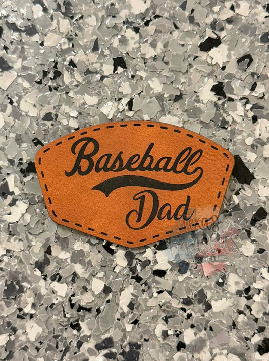 Baseball Dad Leatherette Iron-On Patch - Texas Transfers and Designs