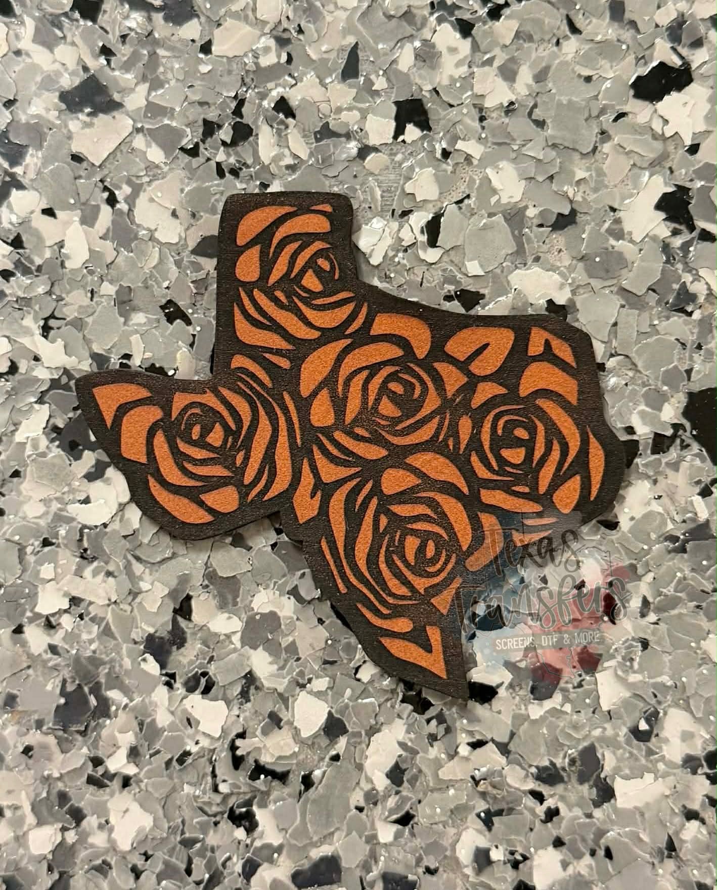 Texas Rose Leatherette Iron-On Patch (Multiple Options) - Texas Transfers and Designs