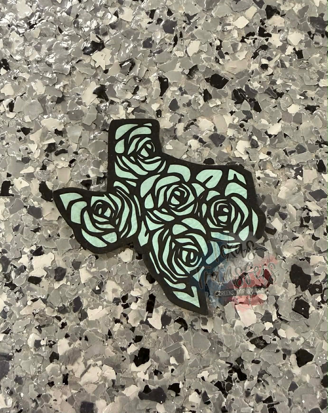 Texas Rose Leatherette Iron-On Patch (Multiple Options) - Texas Transfers and Designs