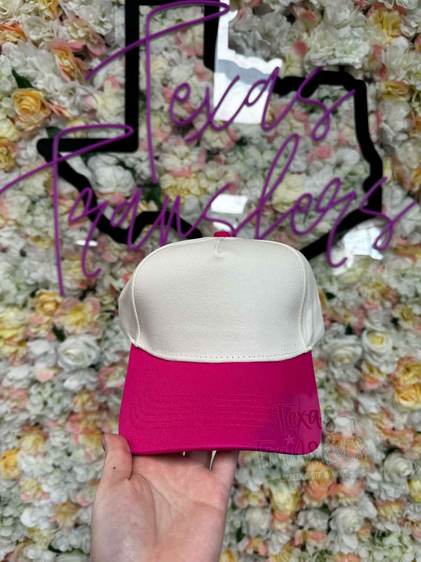 Hot Pink Canvas Brim Blank Hat - Texas Transfers and Designs