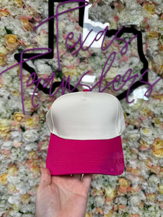 Hot Pink Canvas Brim Blank Hat - Texas Transfers and Designs