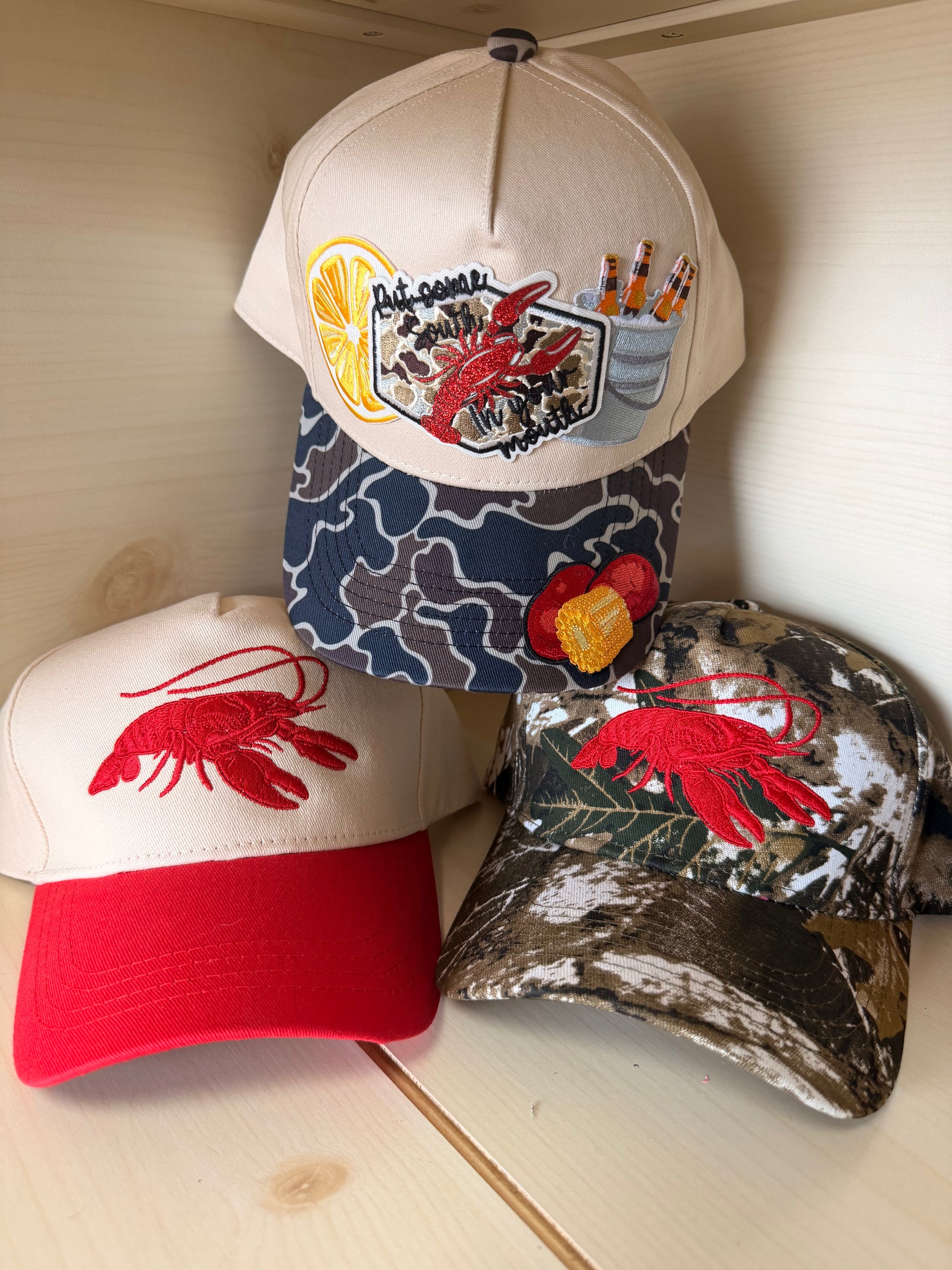 Crawfish *Completed Hat* - Texas Transfers and Designs