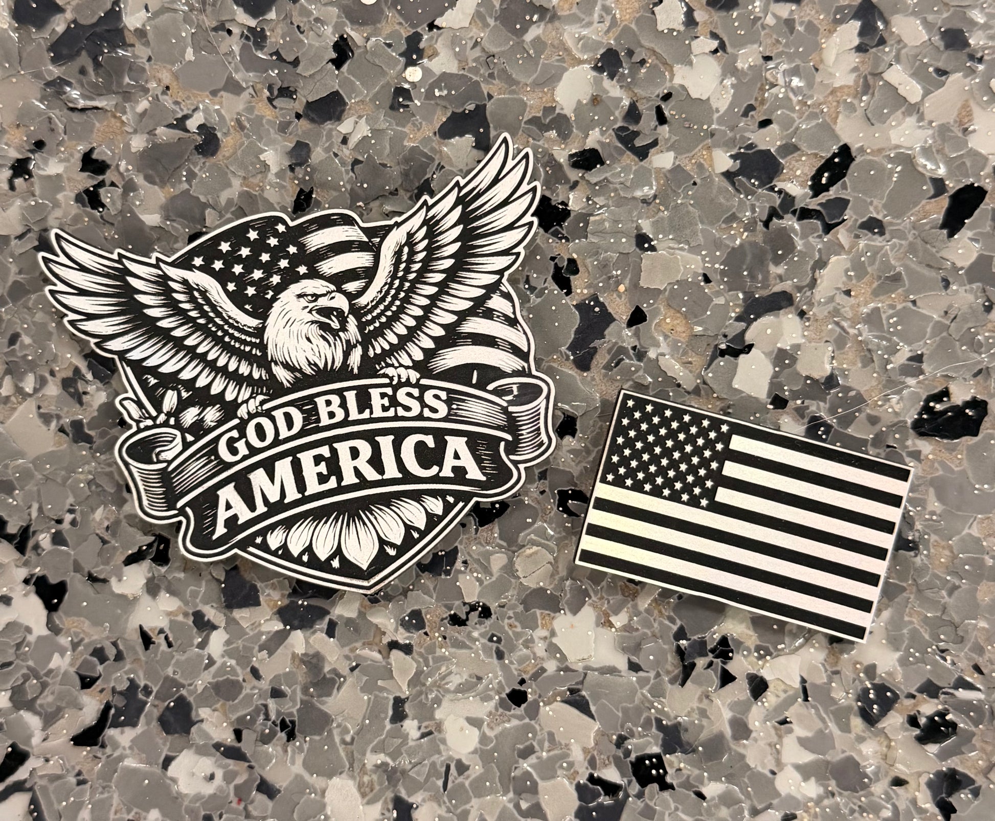 God Bless America Holographic Leatherette Set Iron-On Patch - Texas Transfers and Designs