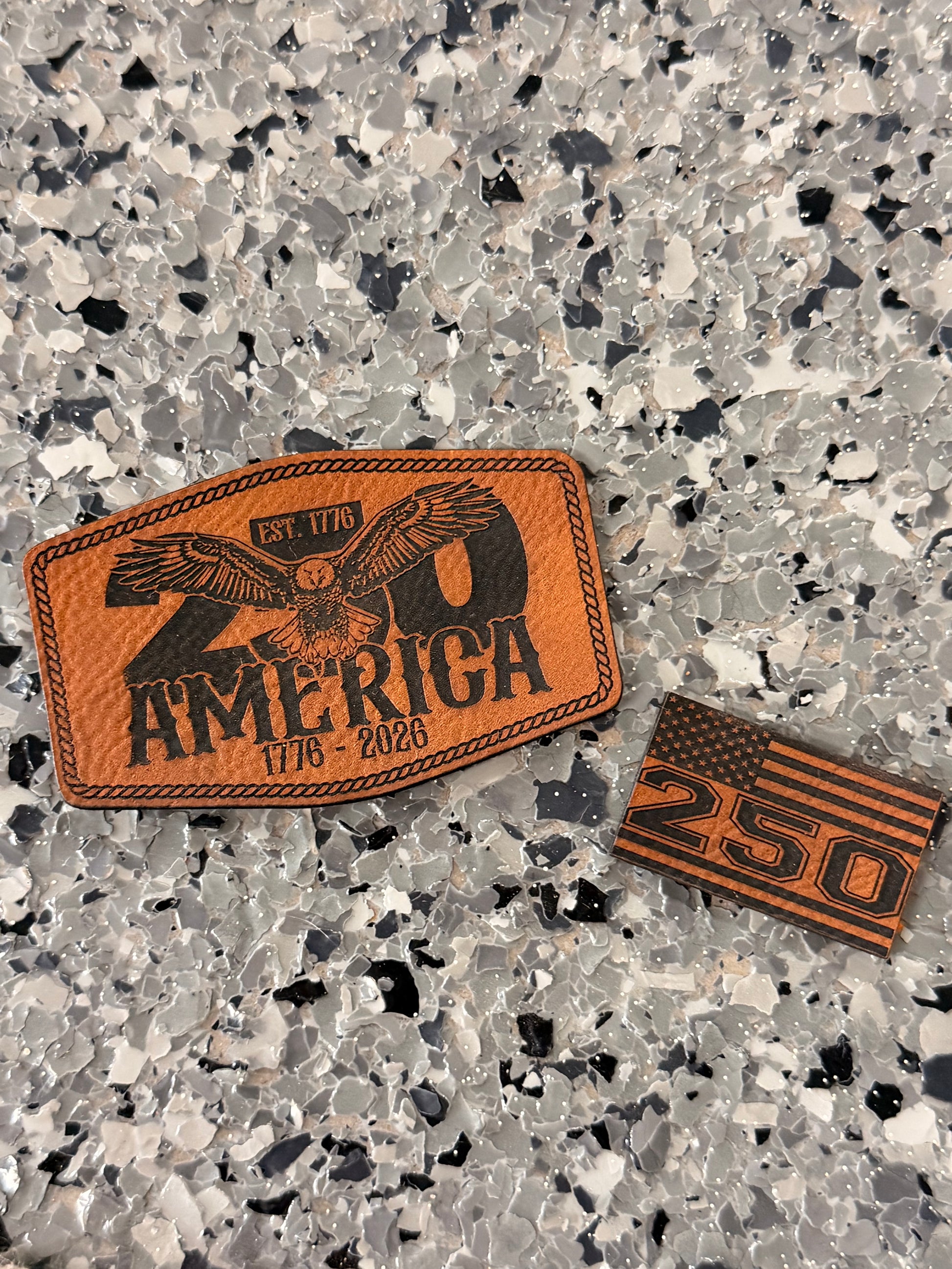 USA 250th Anniversary Leatherette Set Iron-On Patch - Texas Transfers and Designs