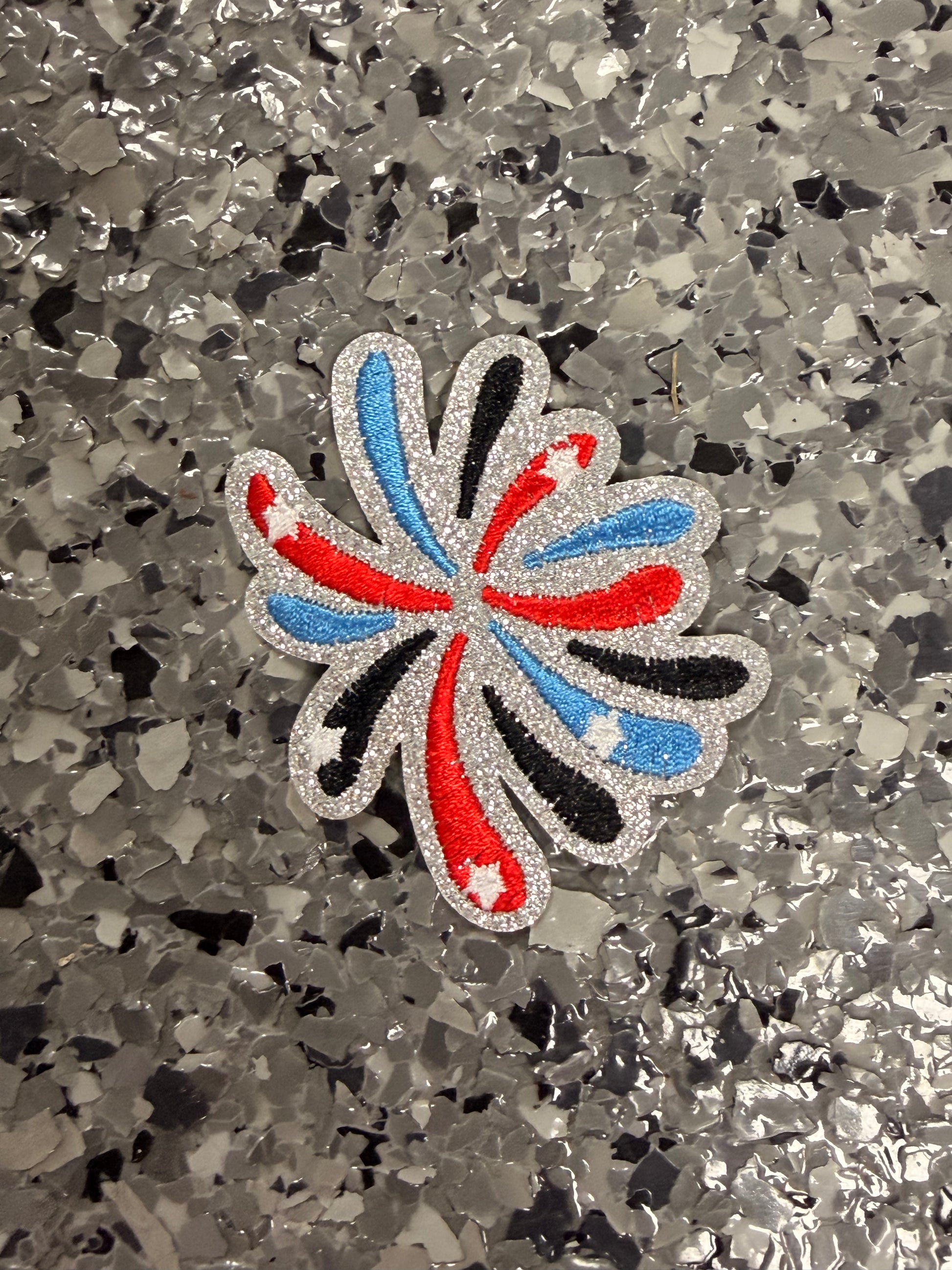Navy Stars Glitter Fireworks Iron-On Patch - Texas Transfers and Designs