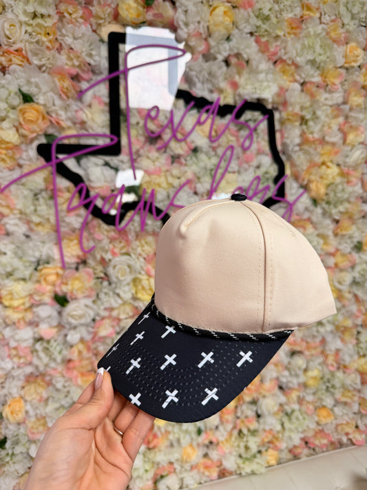 Black Cross Canvas Hat - Texas Transfers and Designs